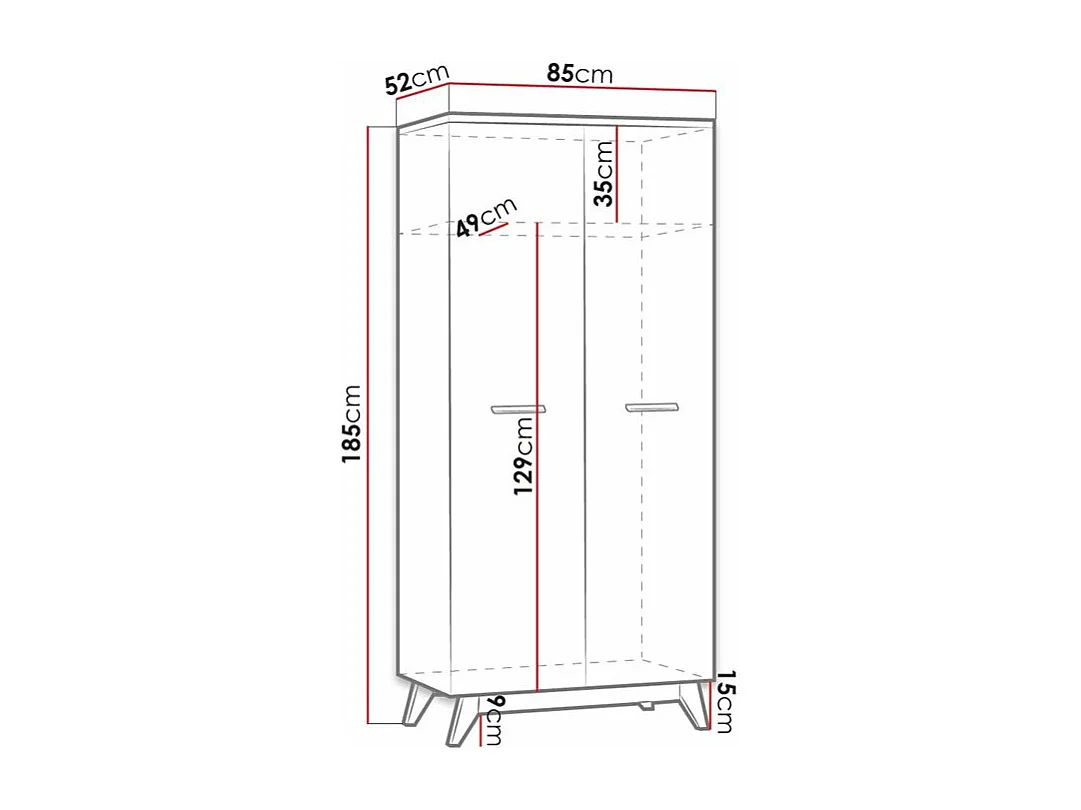 Armoire Sorvera 100, Pin Anderson|Chêne, 185x85x52cm, Nombre d'étagères: 1