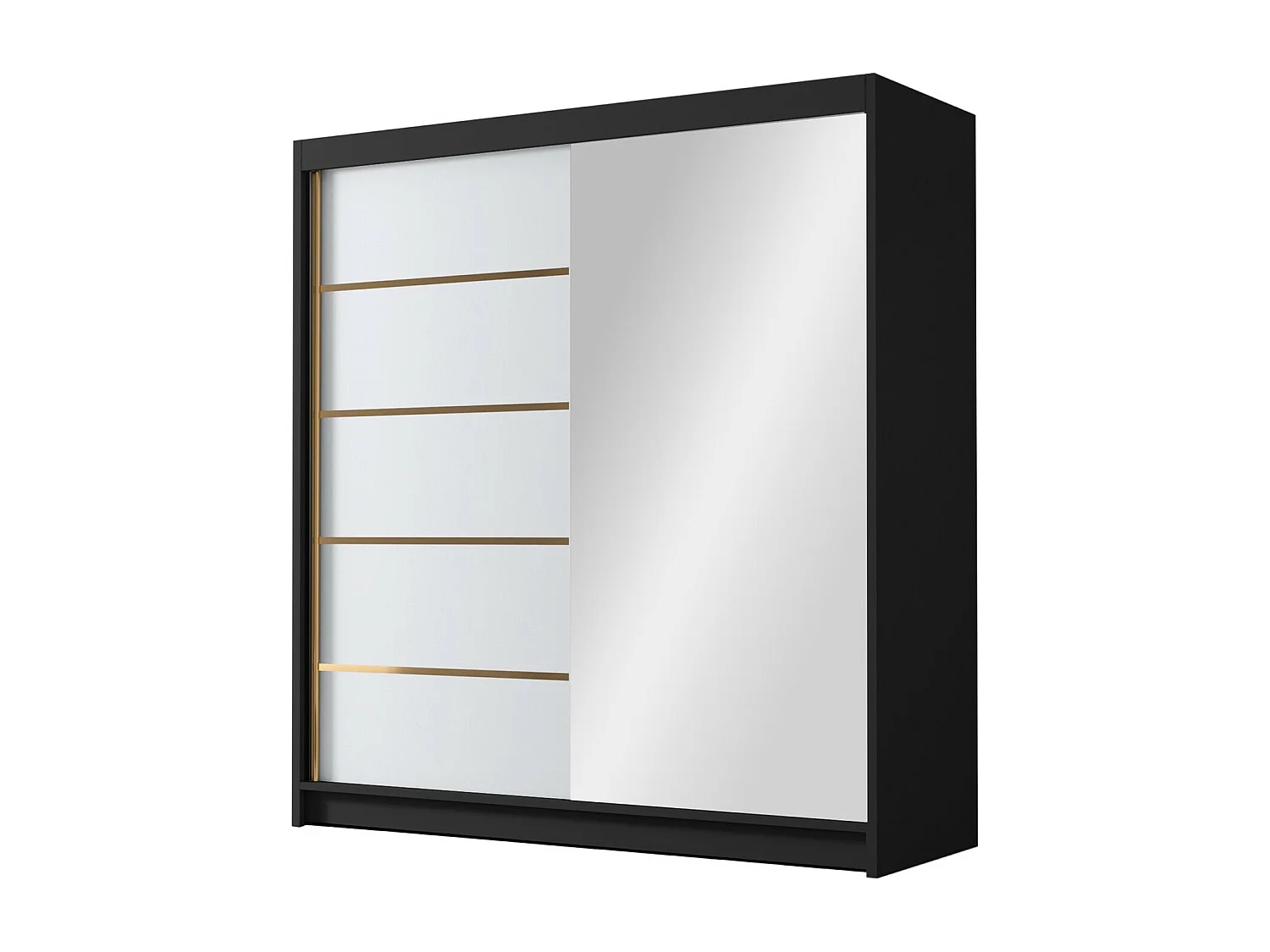 Armadio Closico 186, Bianco|Nero, 215x180x58cm, Porte armadi: Scorrevoli