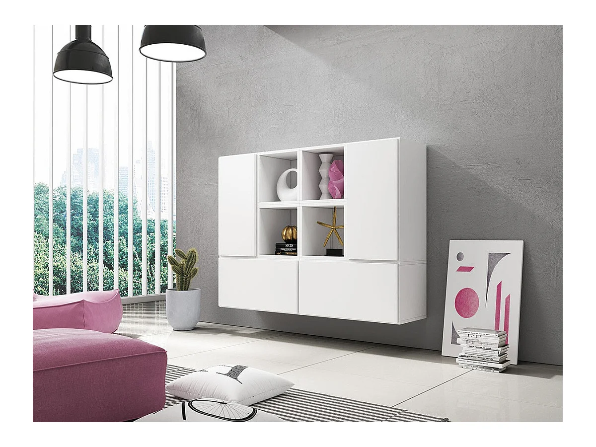 Ensemble d'armoires Corbele 124, Blanc, 113x150x39cm, Stratifié|MDF
