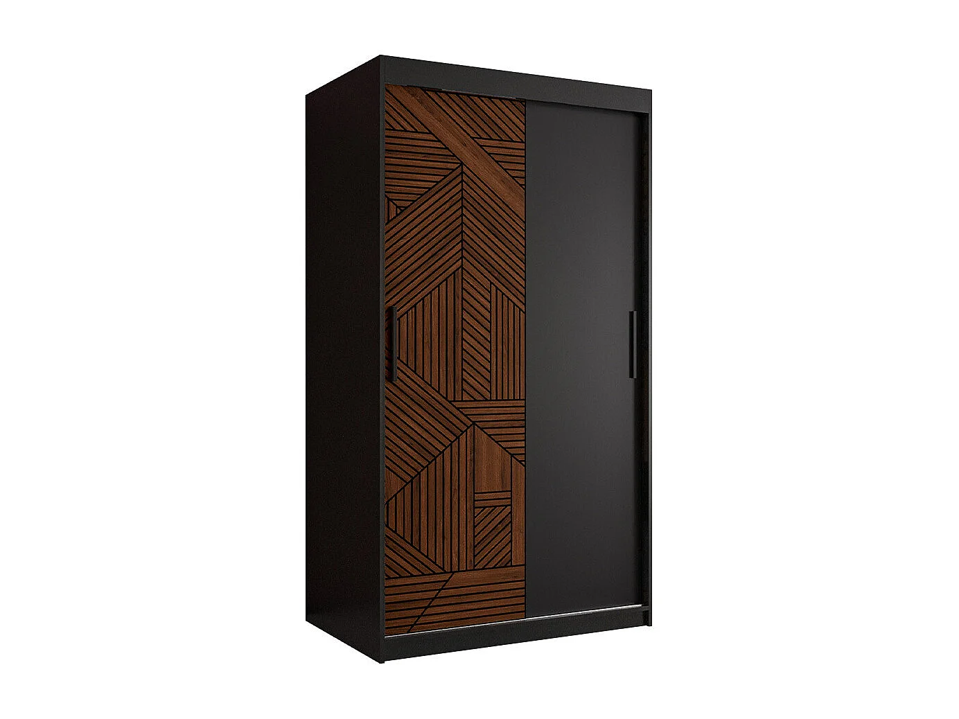 Armoire Hartford 464, Noyer|Noir, 200x100x62cm, Portes d'armoire: Coulissantes