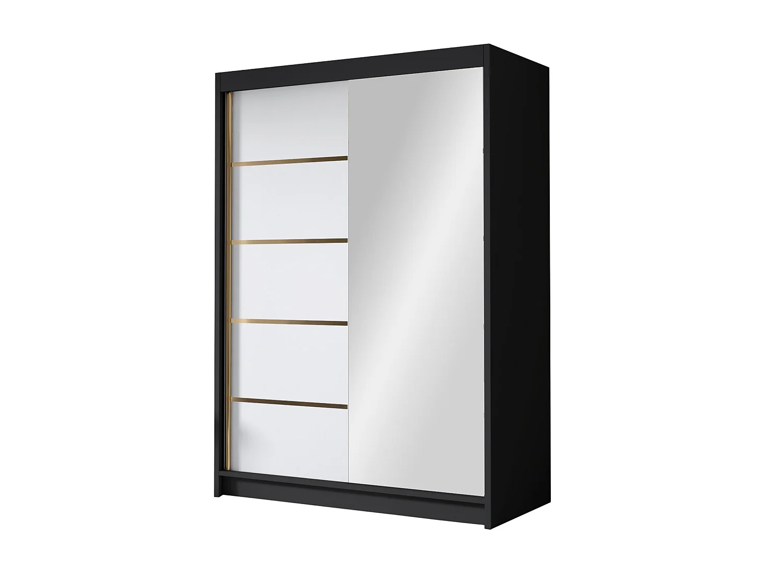 Armoire Closico 188, Blanc|Noir, 200x120x58cm, Portes d'armoire: Coulissantes