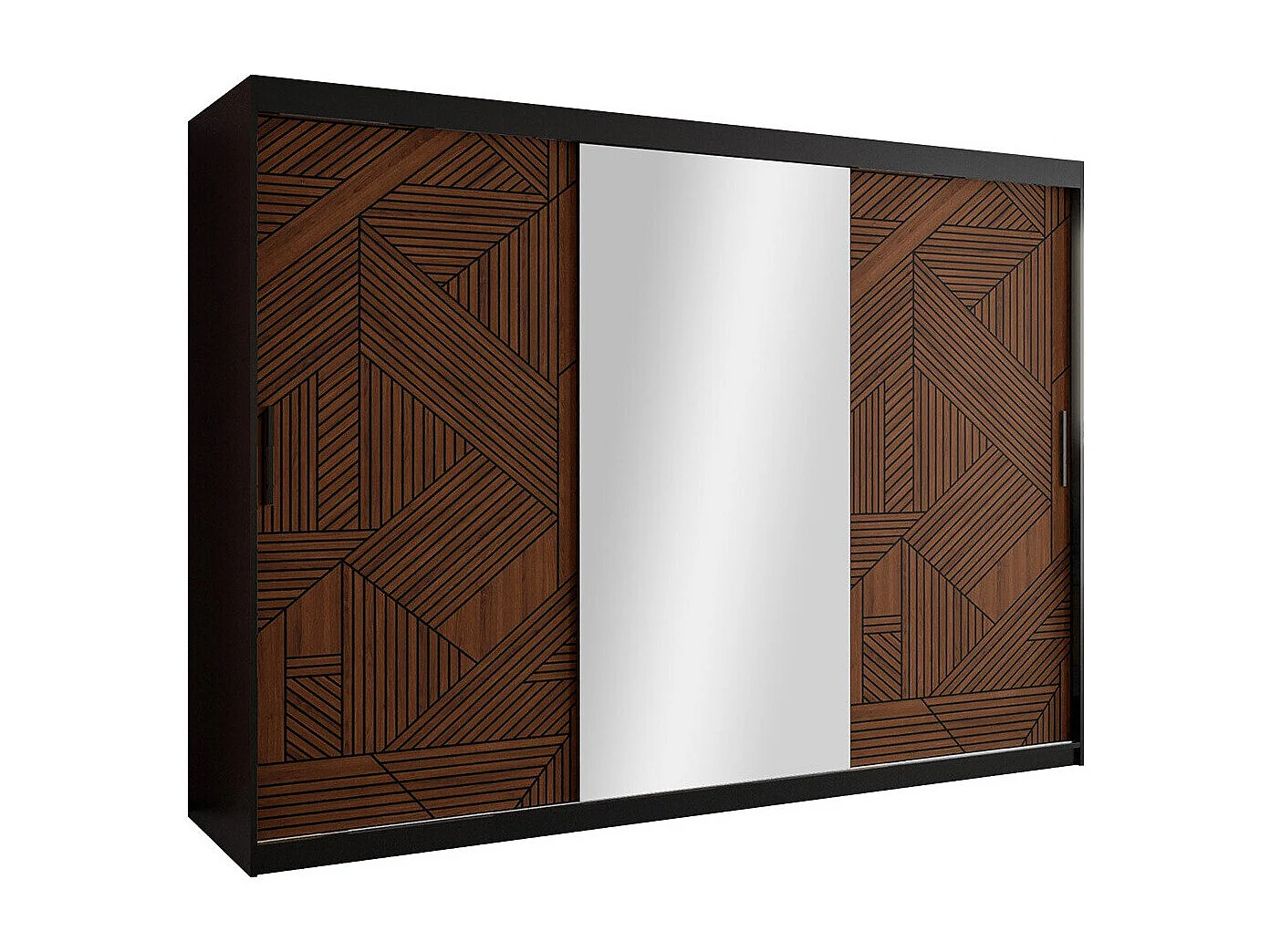 Armoire Hartford 469, Noyer|Noir, 200x250x62cm, Portes d'armoire: Coulissantes