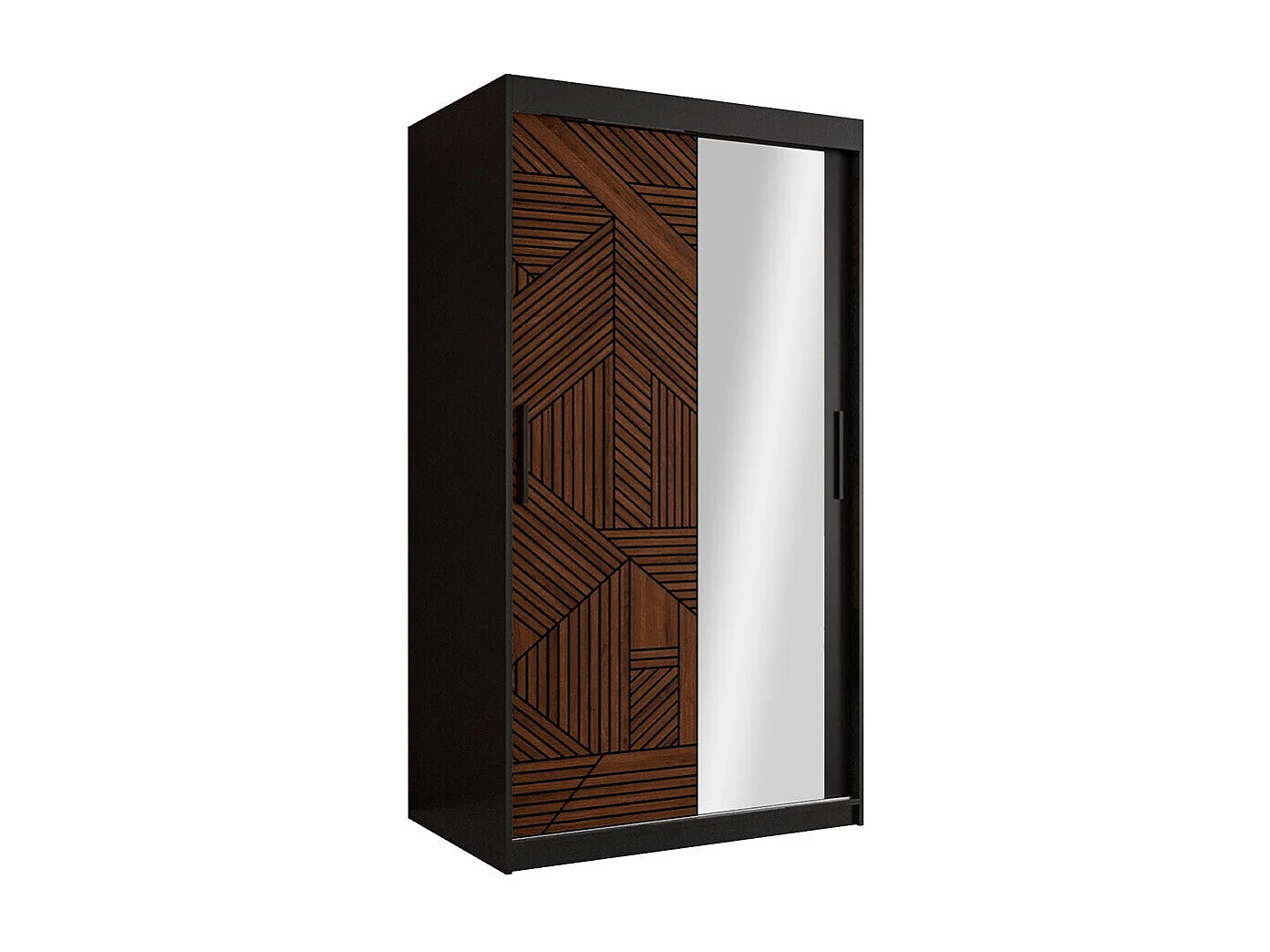 Armario Hartford 467, Nogal|Negro, 200x100x62cm, Puertas de armario: Correderas
