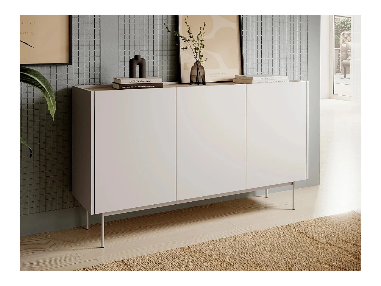 Buffet Dormela 100, Chêne|Cachemire, 83x144x37cm, Stratifié