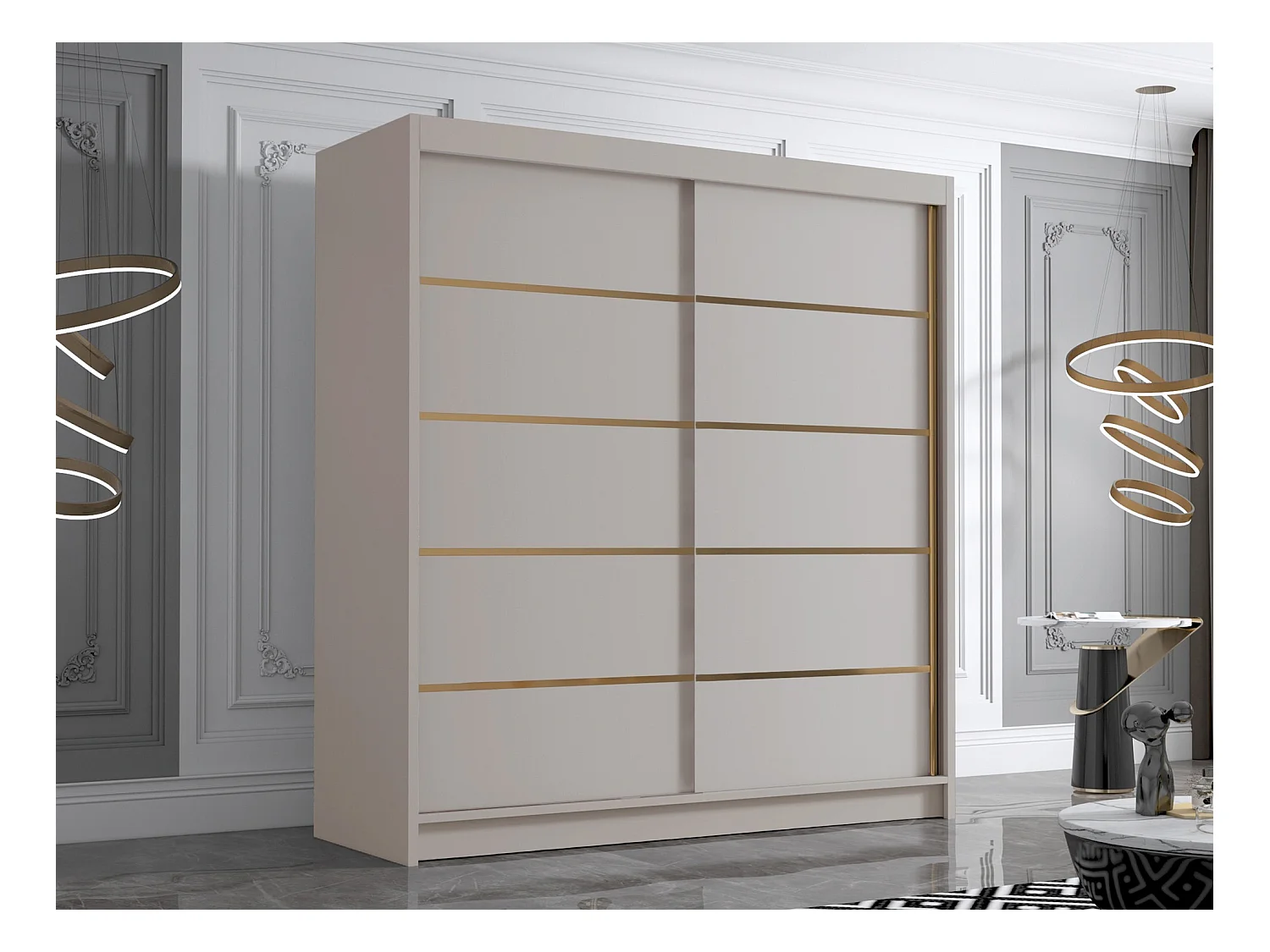 Armario Closico 186, Cachemira, 215x180x58cm, Puertas de armario: Correderas