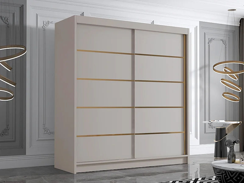 Armoire Closico 186, Cachemire, 215x180x58cm, Portes d'armoire: Coulissantes