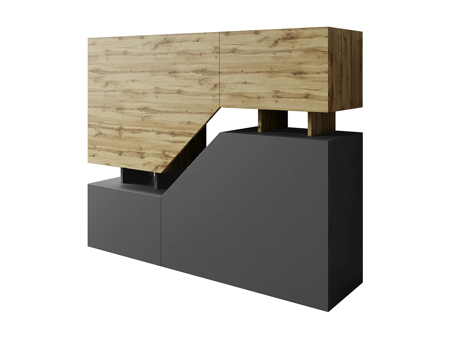 Buffet Comfivo Daldune 101, Anthracite|Chêne wotan, 100x120cm, Le nombre de portes: 435cm