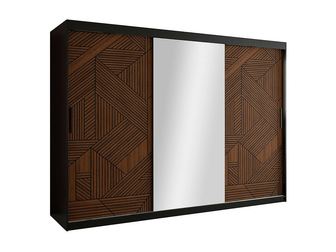 Armario Hartford 469, Nogal|Negro, 200x250x62cm, Puertas de armario: Correderas