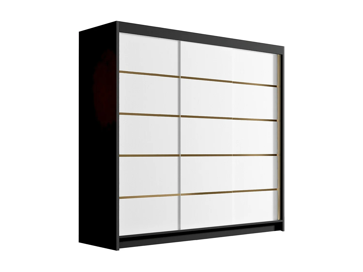 Armadio Closico 185, Nero|Bianco, 215x200x58cm, Porte armadi: Scorrevoli