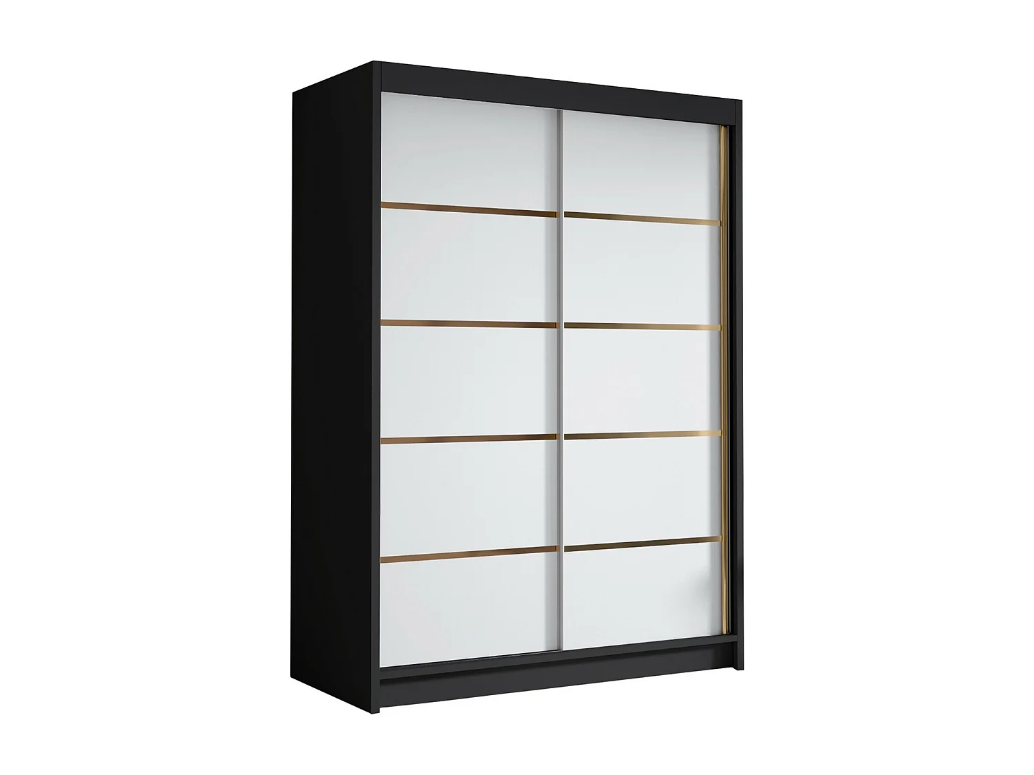 Armoire Closico 188, Blanc|Noir, 200x120x58cm, Portes d'armoire: Coulissantes