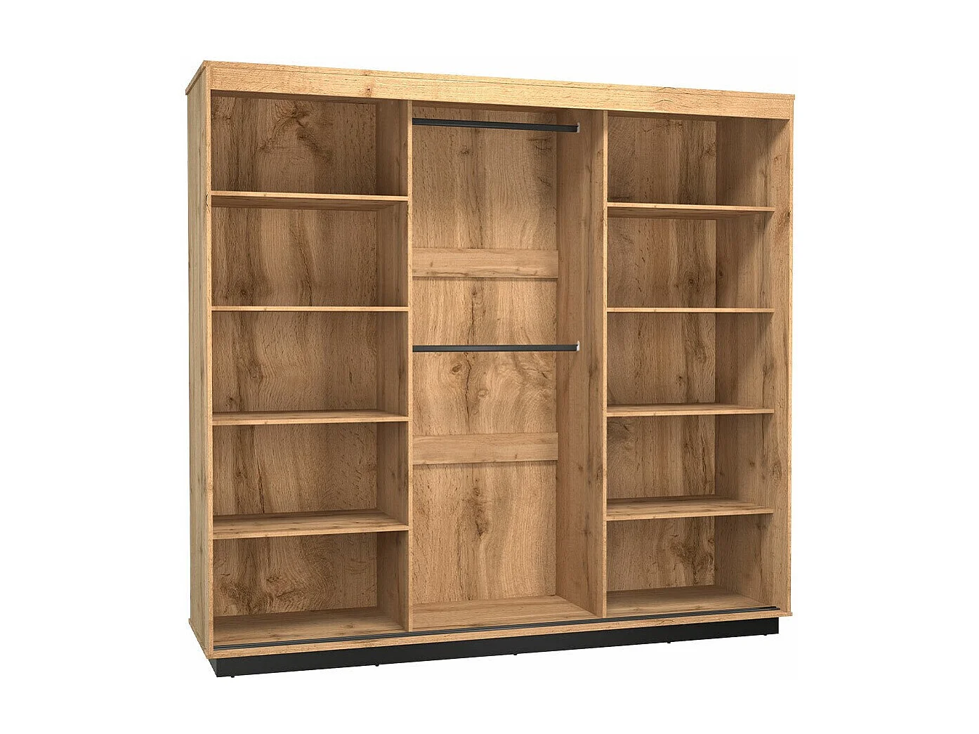 Armoire Tenodeu 123, Chêne wotan|Noir, 224x240x66cm, Portes d'armoire: Coulissantes