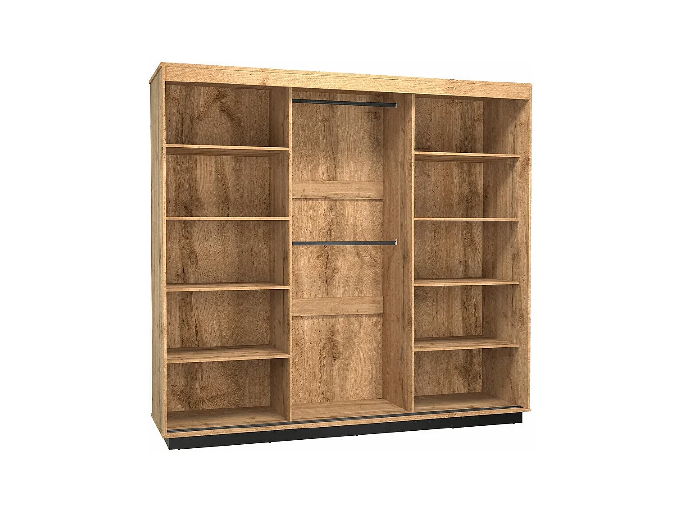 Armoire Tenodeu 123, Noir|Chêne wotan, 224x240x66cm, Portes d'armoire: Coulissantes
