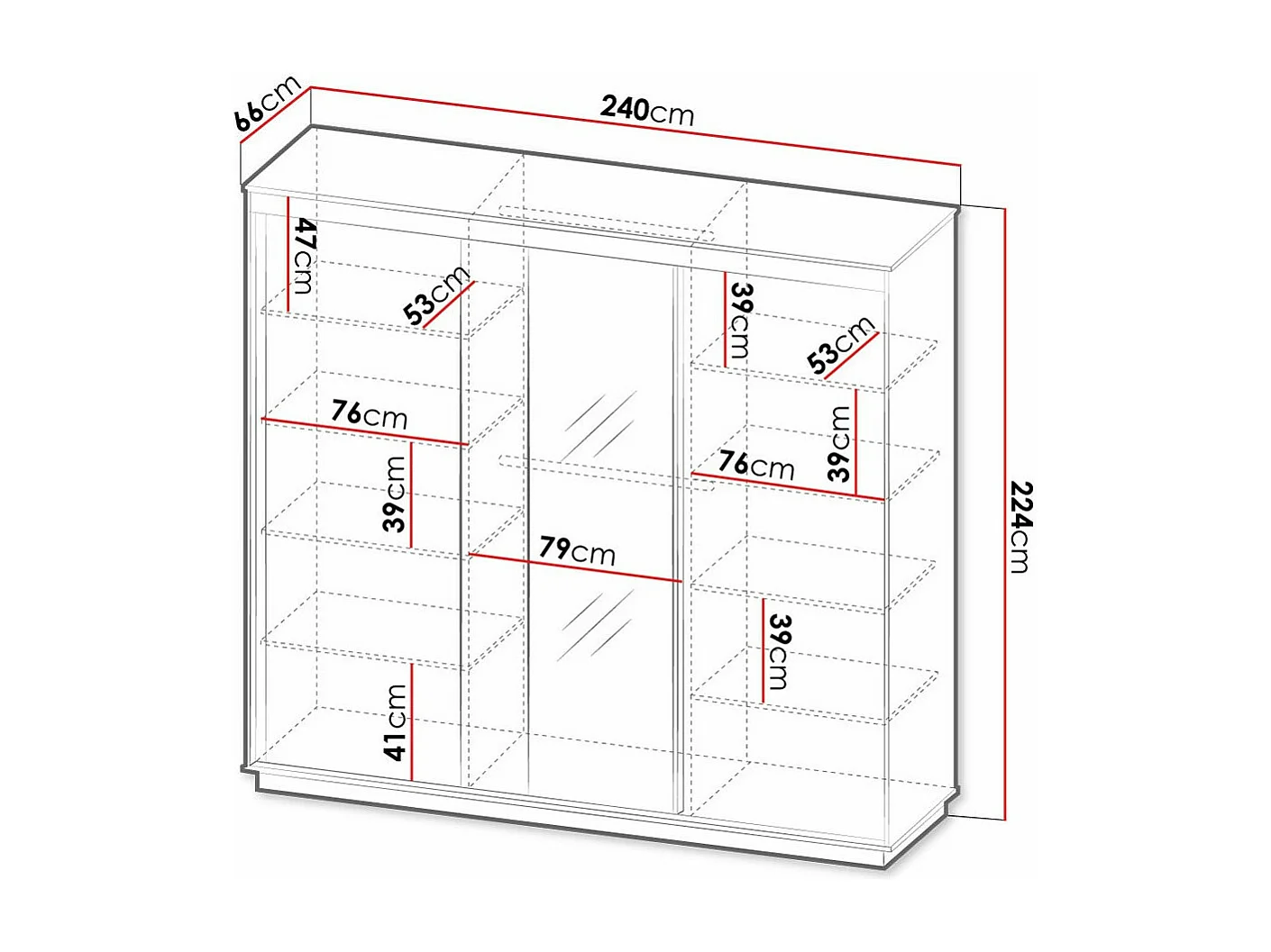 Armoire Tenodeu 123, Noir|Chêne wotan, 224x240x66cm, Portes d'armoire: Coulissantes
