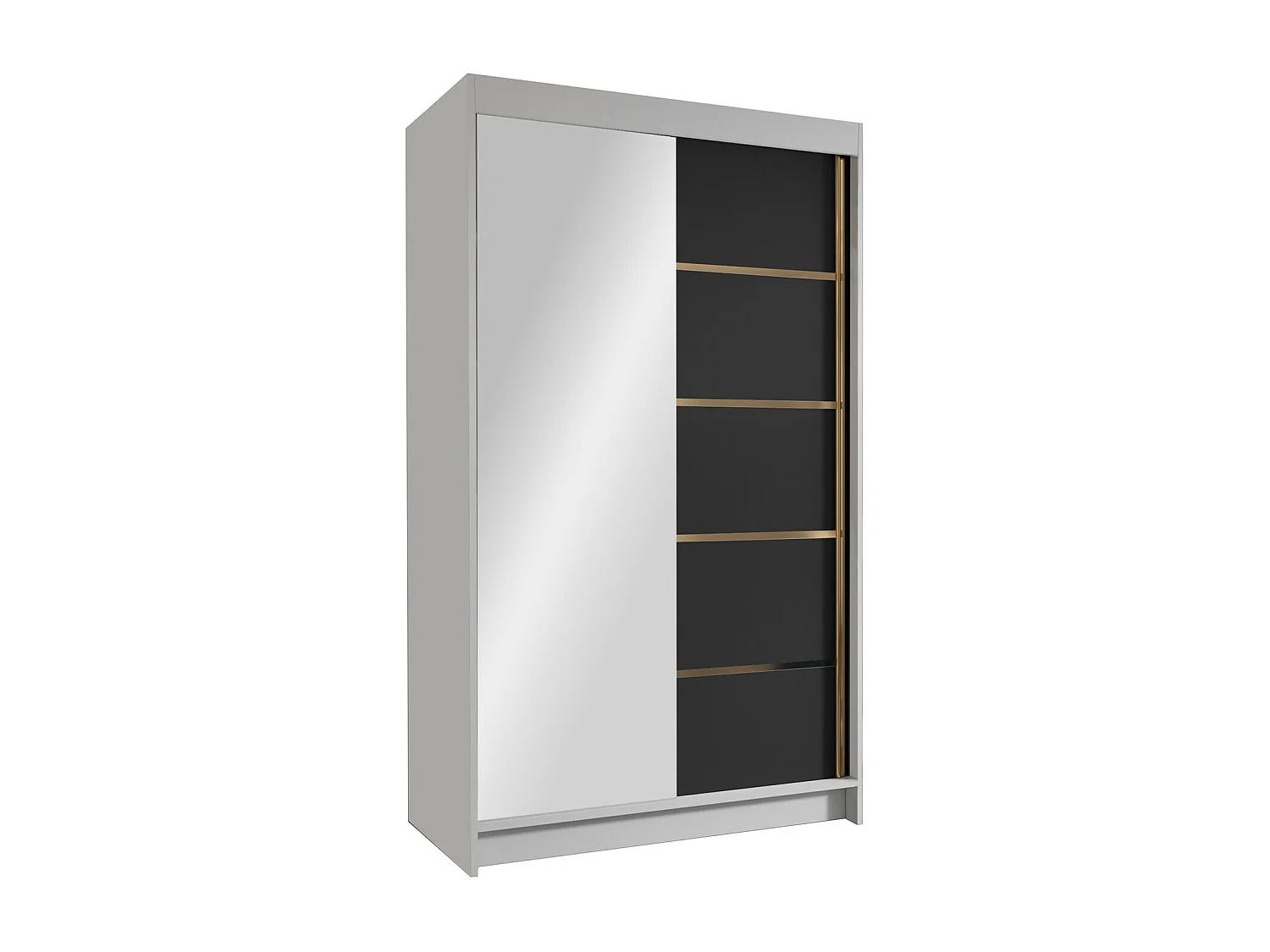 Armoire Closico 189, Noir|Blanc, 200x100x58cm, Portes d'armoire: Coulissantes