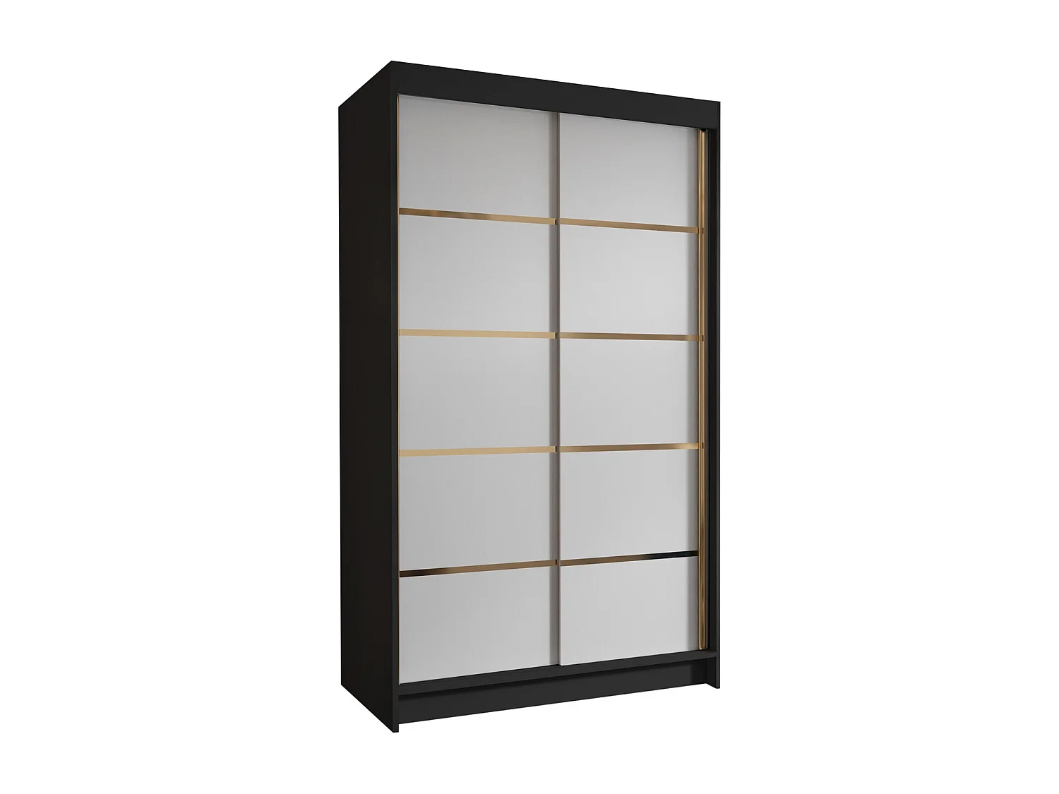 Armoire Closico 189, Blanc|Noir, 200x100x58cm, Portes d'armoire: Coulissantes