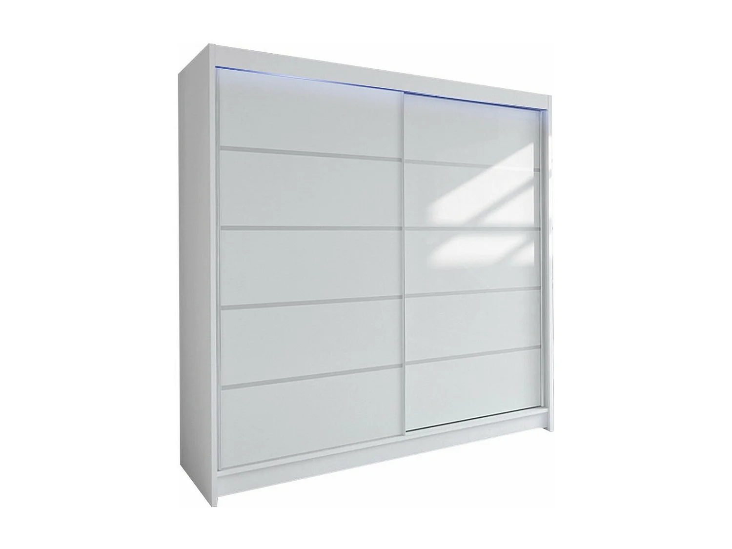 Armoire Closico 153, Blanc, 215x180x58cm, Portes d'armoire: Coulissantes