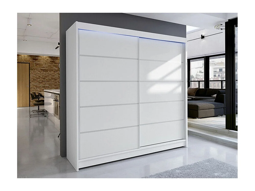 Armario Closico 153, Blanco, 215x180x58cm, Puertas de armario: Correderas
