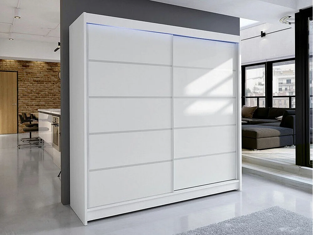 Armario Closico 153, Blanco, 215x180x58cm, Puertas de armario: Correderas