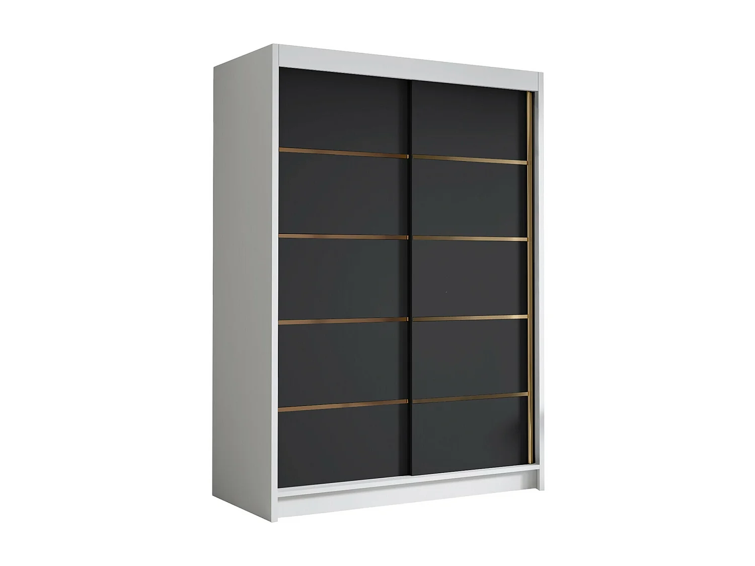 Armoire Closico 188, Blanc|Noir, 200x120x58cm, Portes d'armoire: Coulissantes