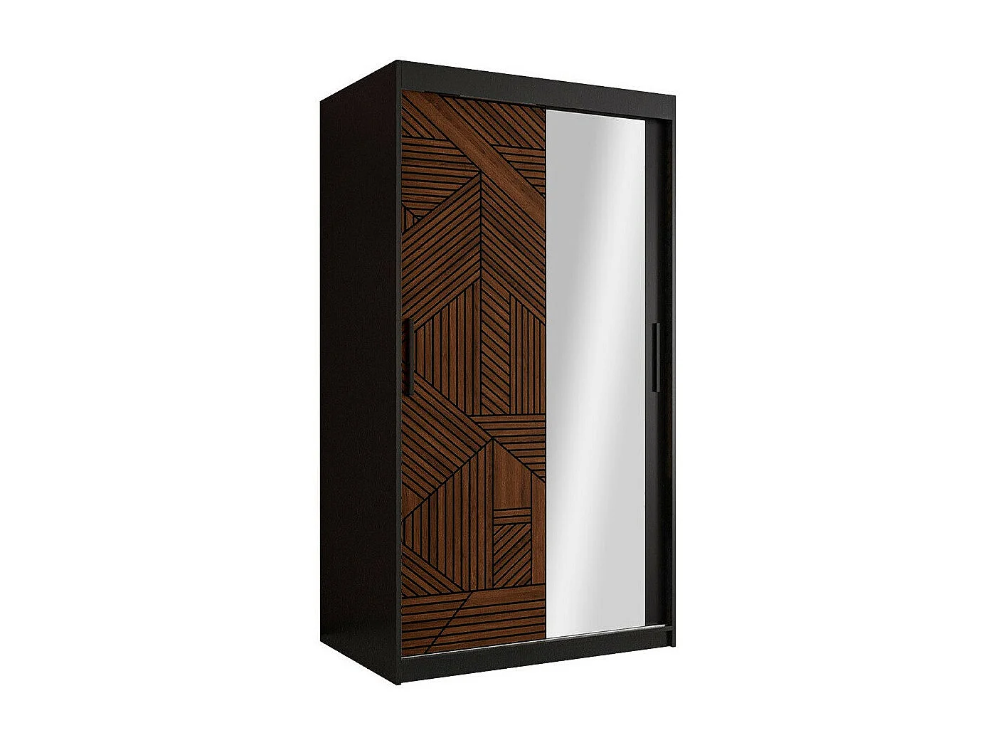 Armoire Hartford 467, Noyer|Noir, 200x100x62cm, Portes d'armoire: Coulissantes