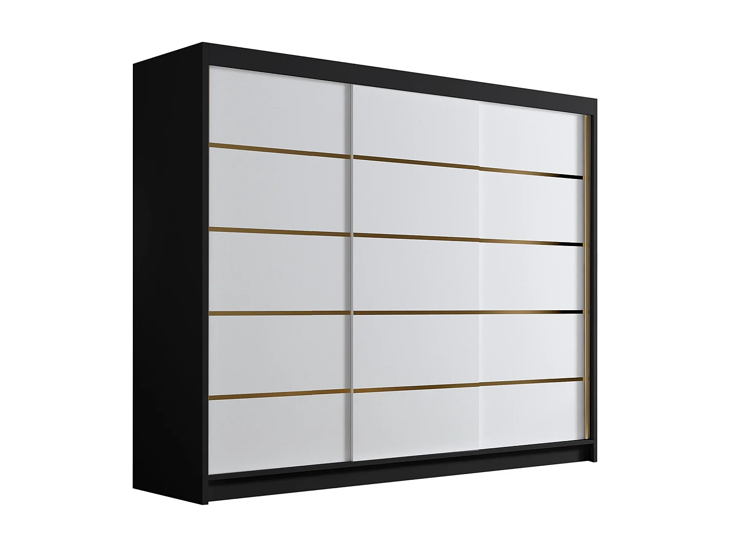 Armoire Closico 184, Blanc|Noir, 215x250x58cm, Portes d'armoire: Coulissantes