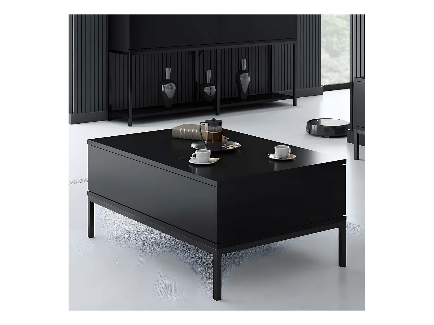 Table basse en agglomeré et métal Lord