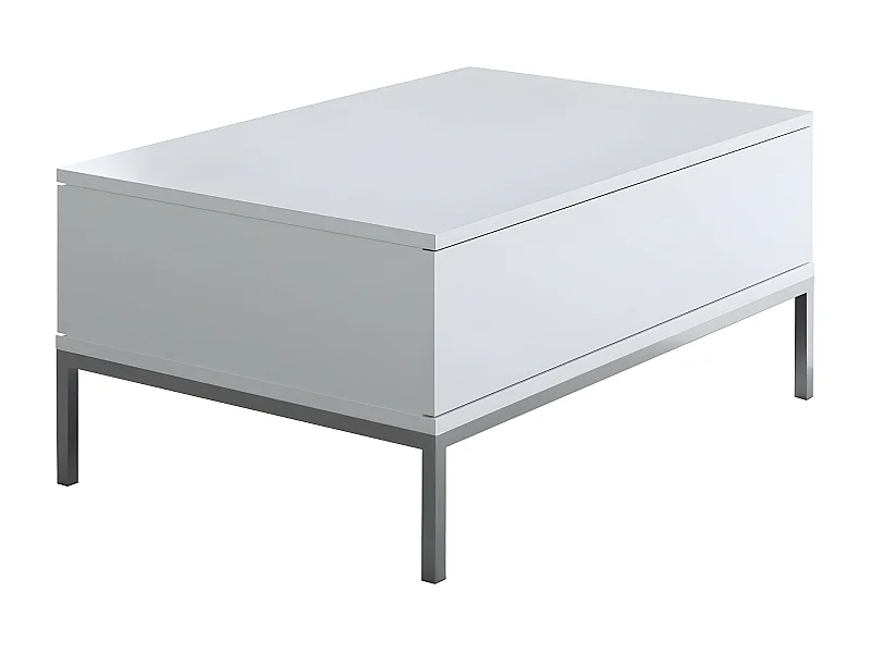 Mesa de café Kailua Z113, Plata|Blanco, 40x60x90cm, Aglomerado laminado, Angular
