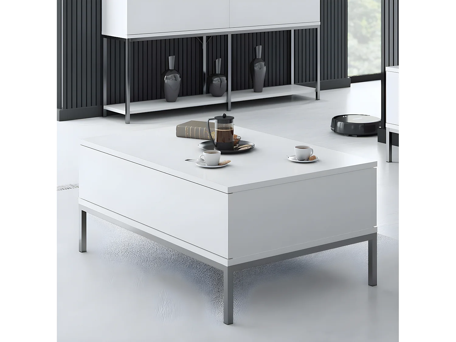 Table basse en agglomeré et métal Lord