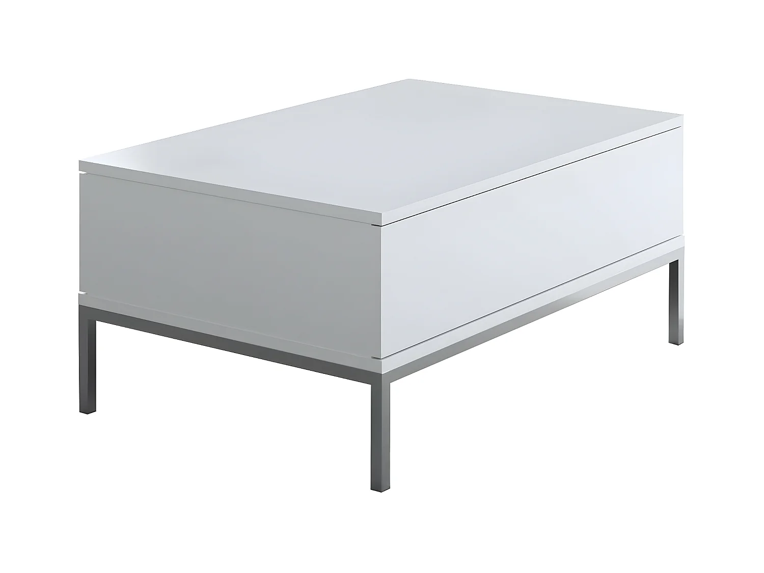 Mesa de café Kailua Z113, Plata|Blanco, 40x60x90cm, Aglomerado laminado, Angular