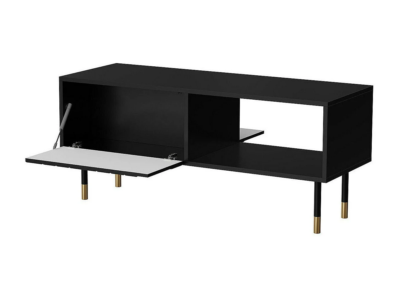 Mesa de centro Charlotte P102, Dorado|Negro, 46x60x110cm, Aglomerado laminado, Angular
