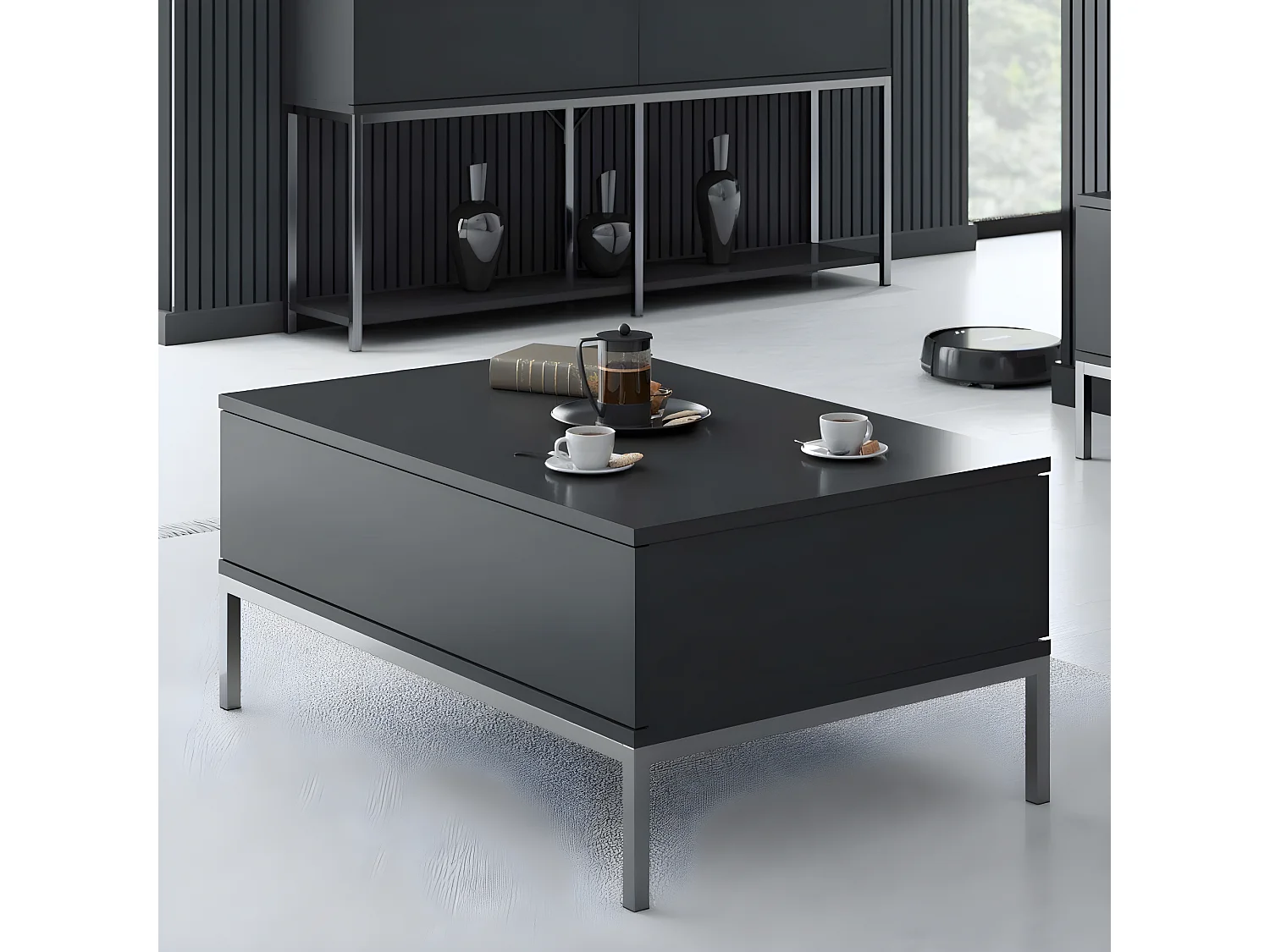 Table basse en agglomeré et métal Lord