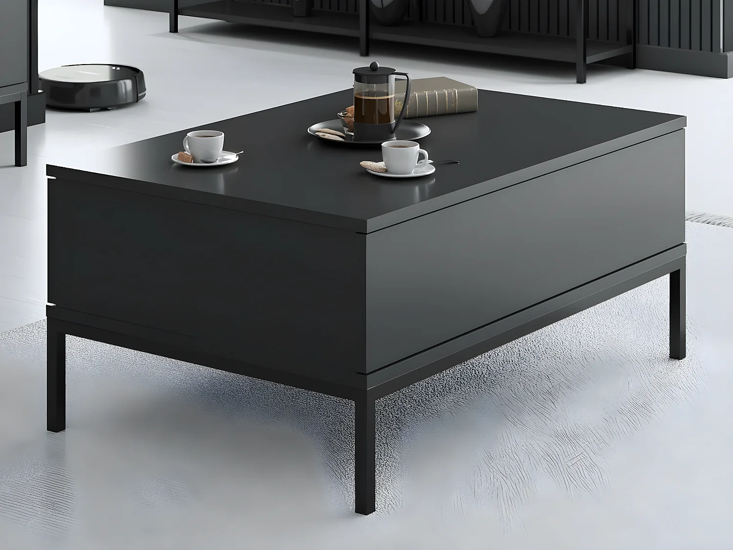 Table basse en agglomeré et métal Lord