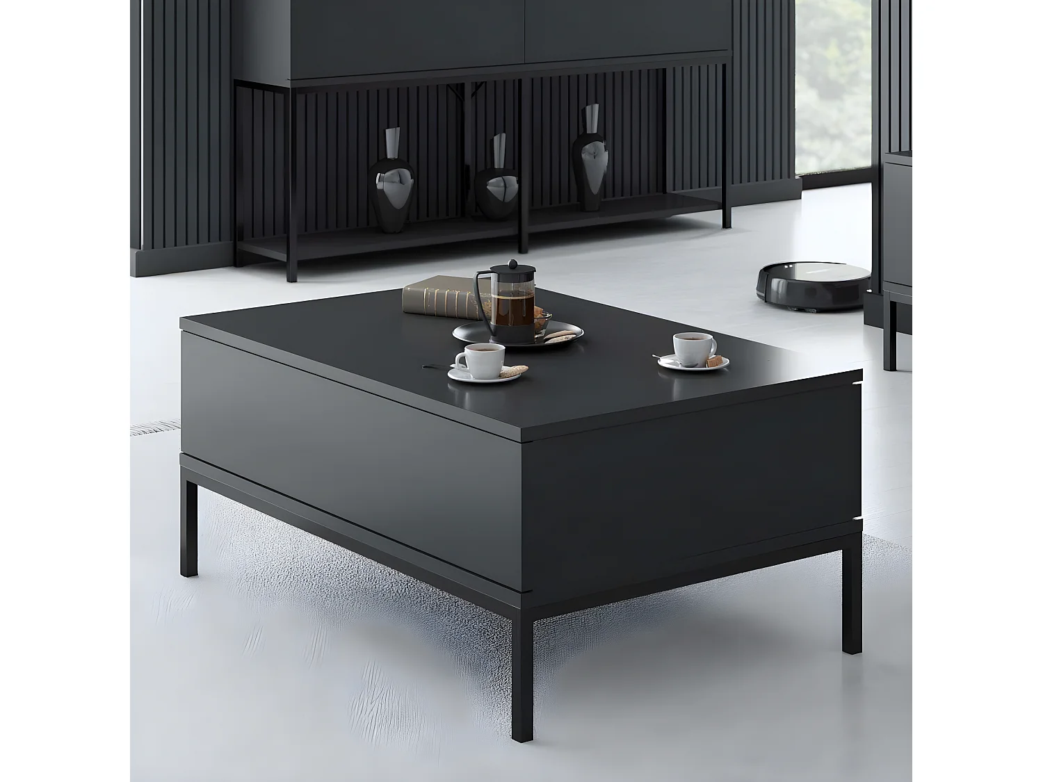 Table basse en agglomeré et métal Lord