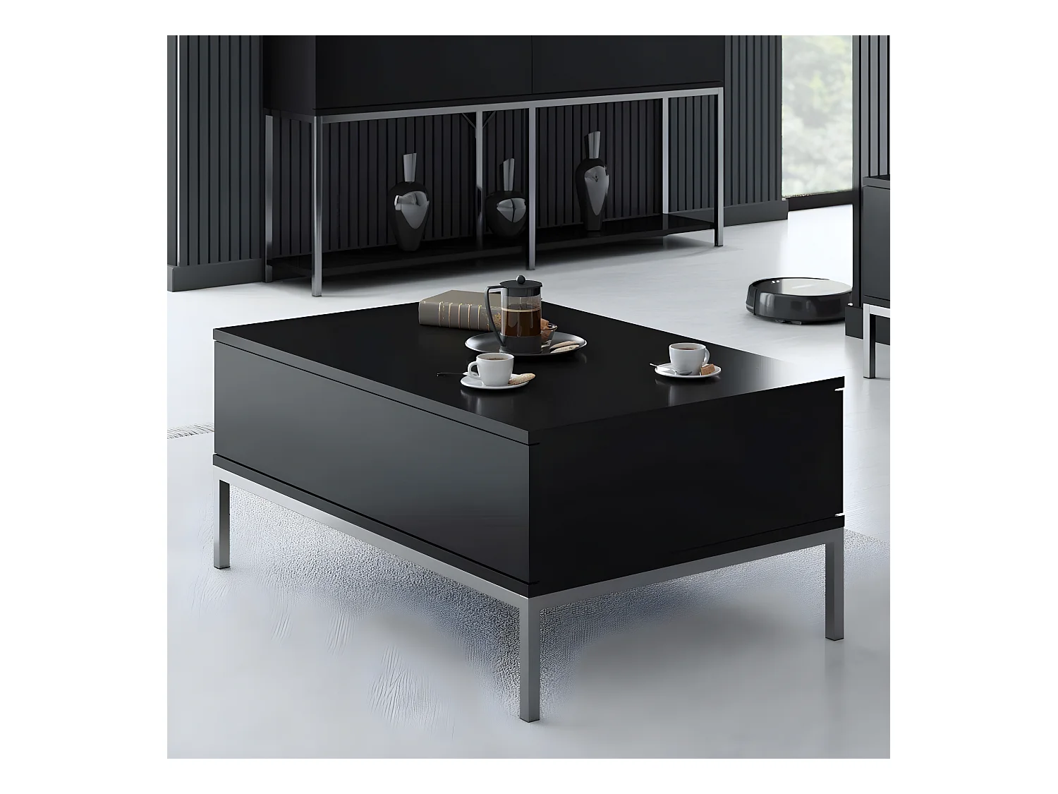 Table basse en agglomeré et métal Lord