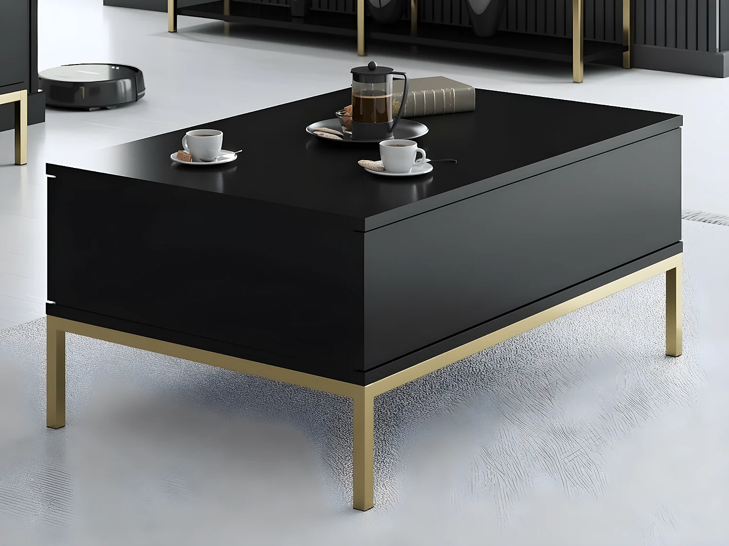 Table basse en agglomeré et métal Lord