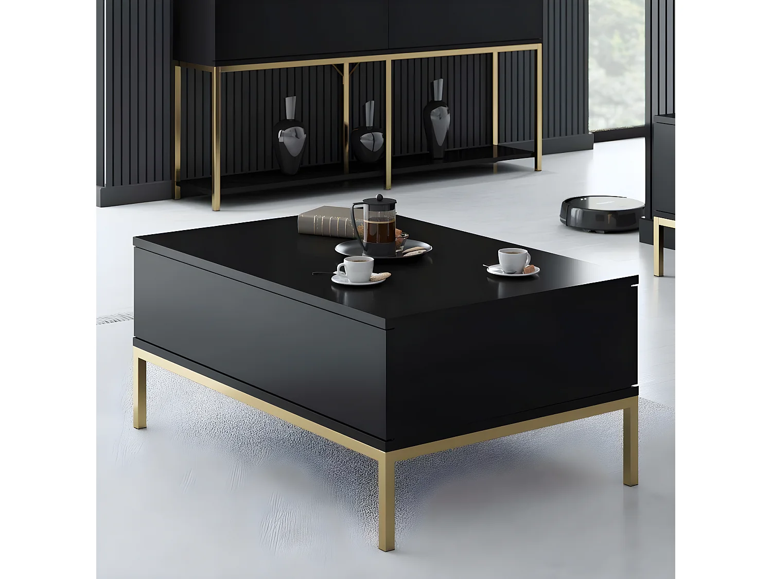 Table basse en agglomeré et métal Lord