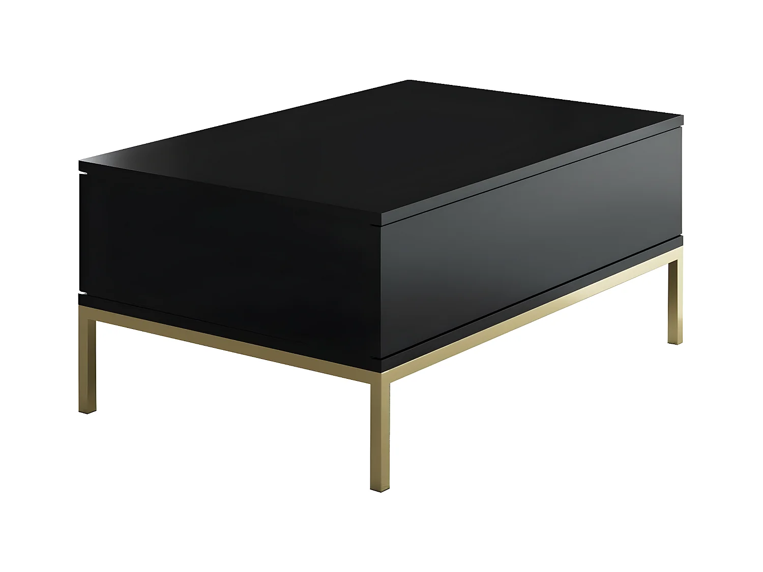 Mesa de café Kailua Z113, Dorado|Negro, 40x60x90cm, Aglomerado laminado, Angular