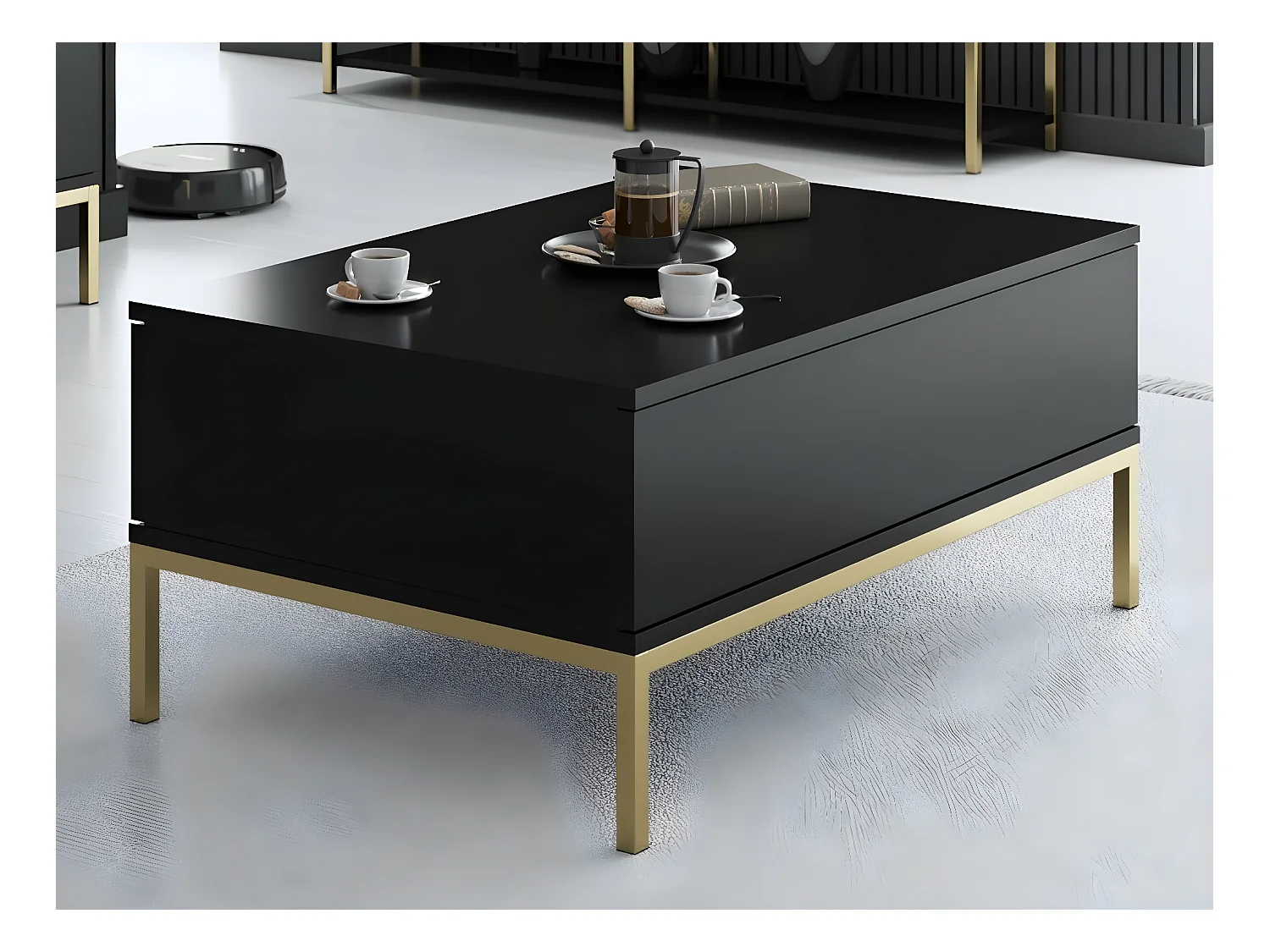 Table basse en agglomeré et métal Lord