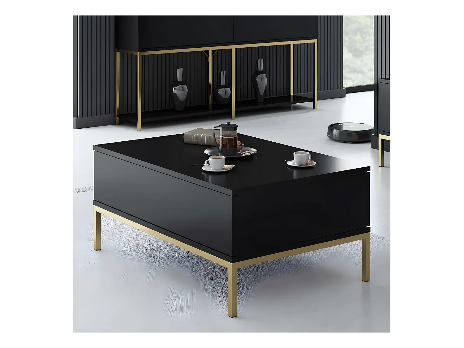 Table basse en agglomeré et métal Lord