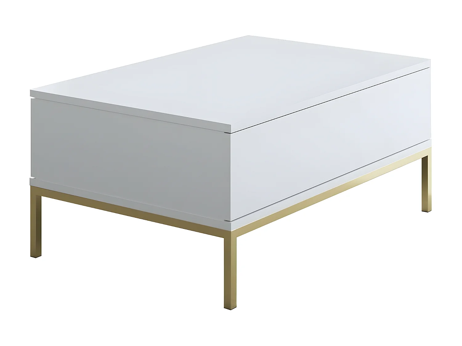 Mesa de café Kailua Z113, Dorado|Blanco, 40x60x90cm, Aglomerado laminado, Angular