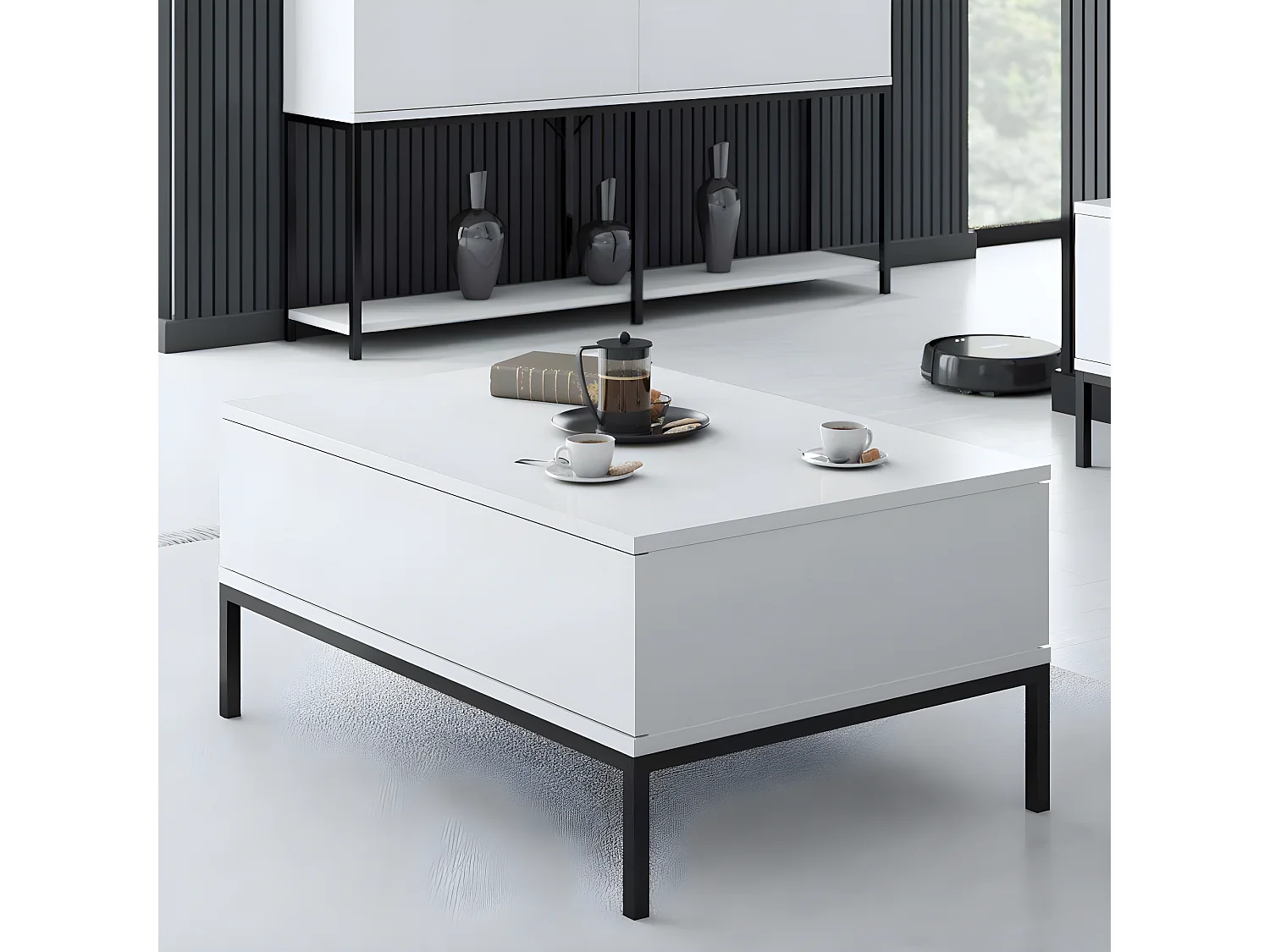 Table basse en agglomeré et métal Lord