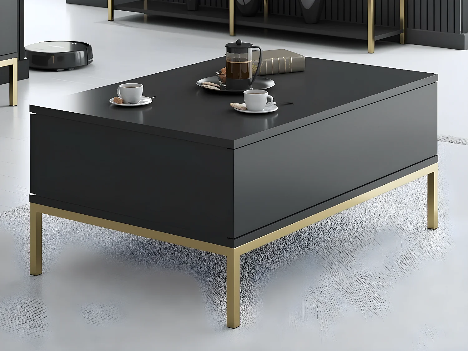 Table basse en agglomeré et métal Lord