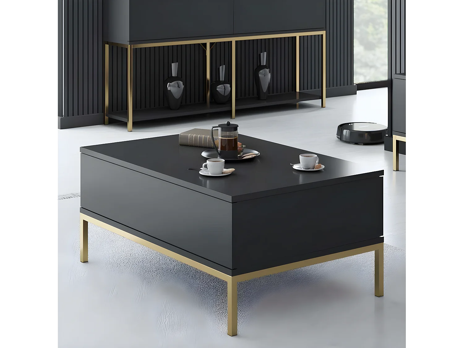 Table basse en agglomeré et métal Lord