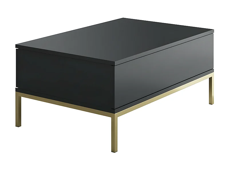 Tavolino da caffè Kailua Z113, D'oro|Antracite, 40x60x90cm, Truciolare laminato, Angolare