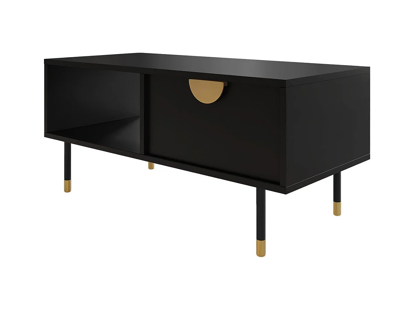 Table basse Comfivo Levevai 102, Noir|Doré, 48x45x100cm, Stratifié, Angulaire