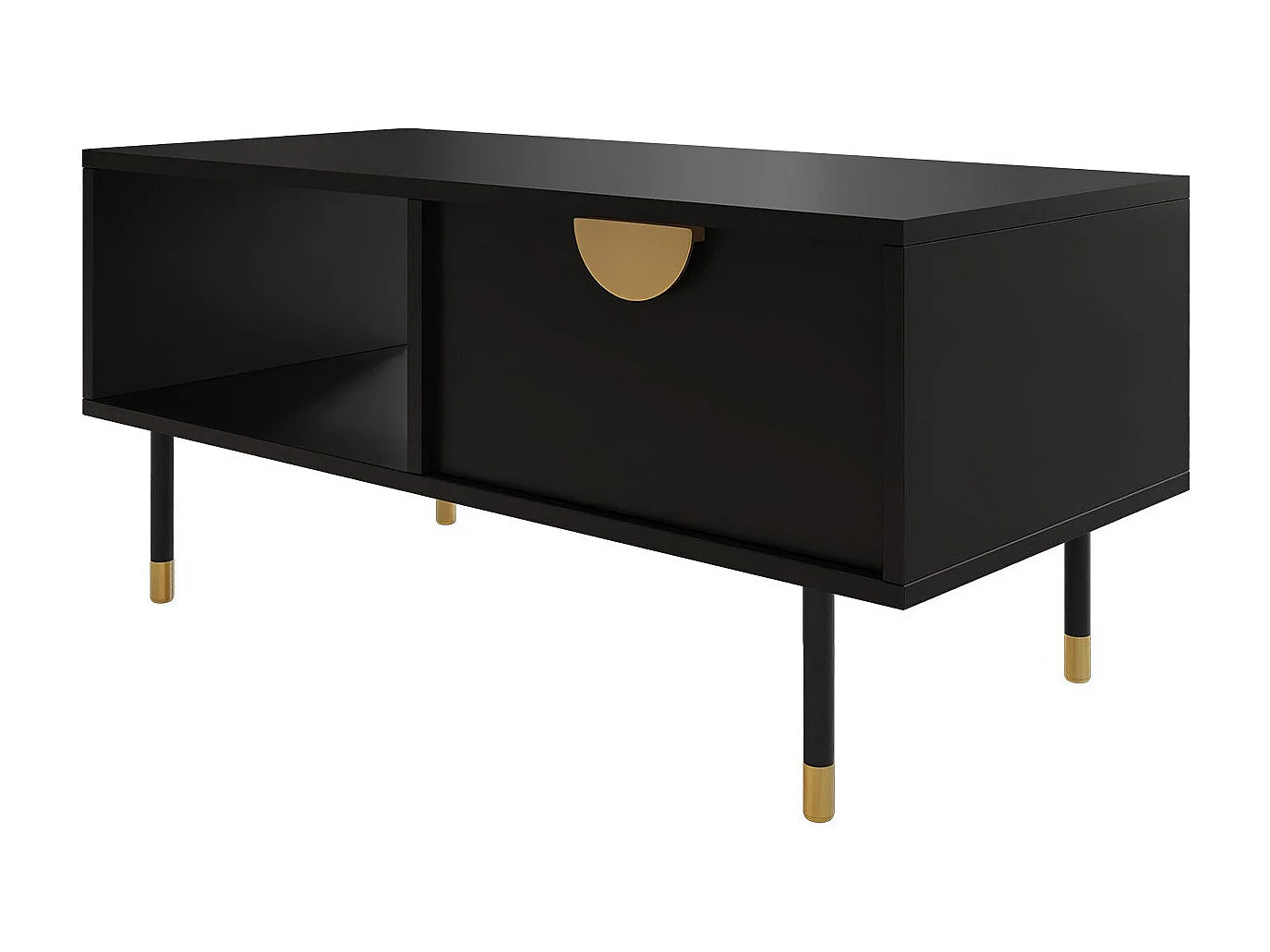 Table basse Comfivo Levevai 102, Doré|Noir, 48x45x100cm, Stratifié, Angulaire