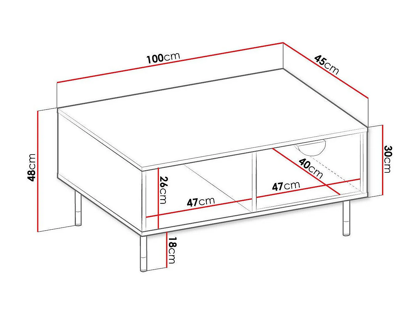 Table basse Comfivo Levevai 102, Doré|Noir, 48x45x100cm, Stratifié, Angulaire