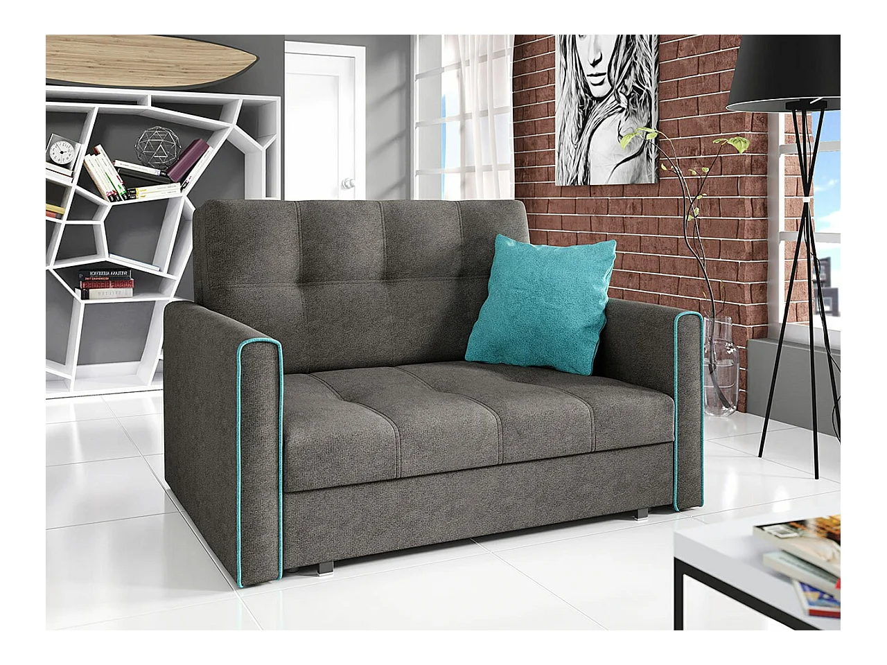 Canapé convertible Columbus 105, Boîte de literie, 85x133x98cm, Mobilier déjà assemblé