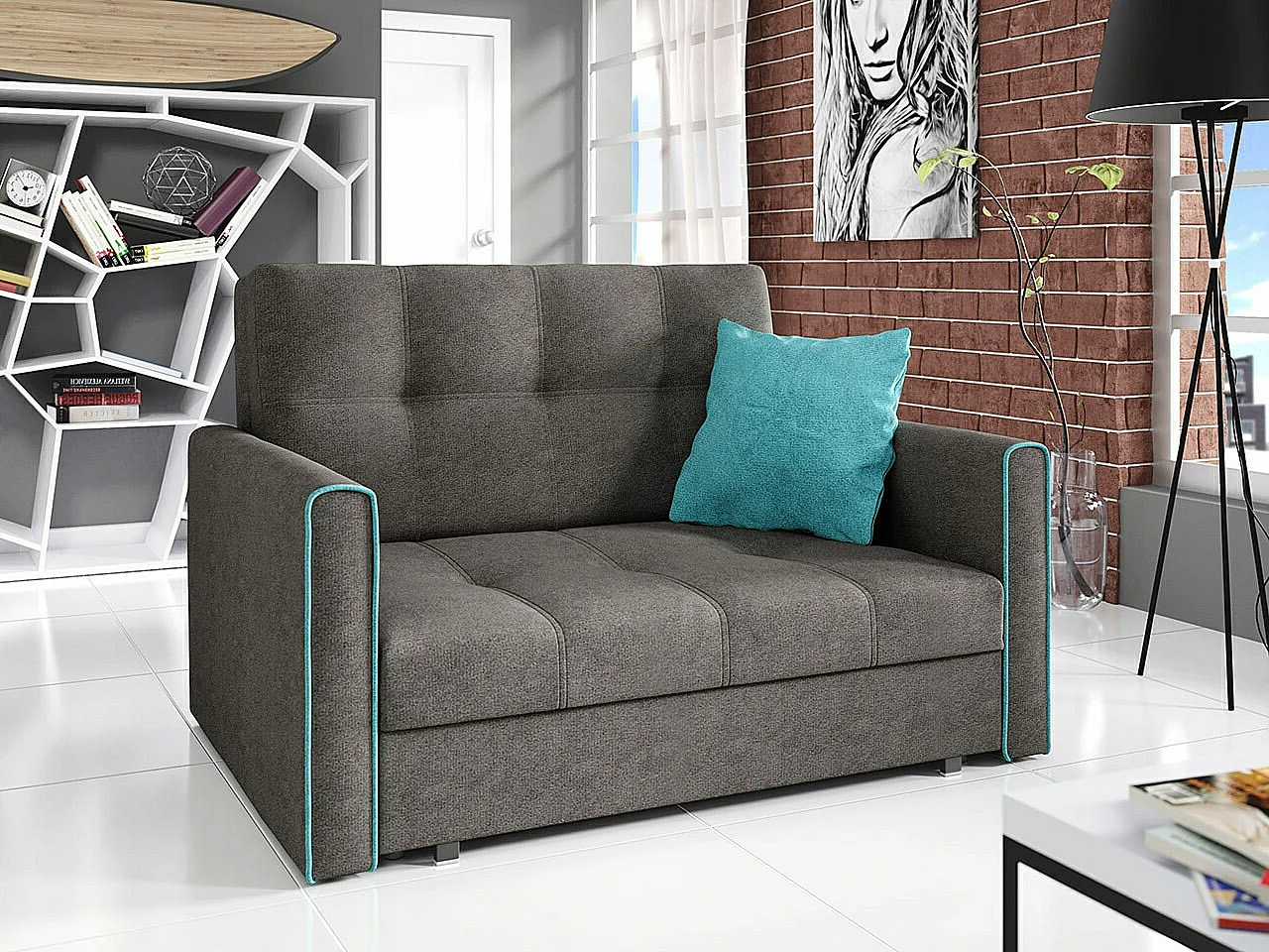 Canapé convertible Columbus 105, Disponible, 85x133x98cm, Mobilier déjà assemblé