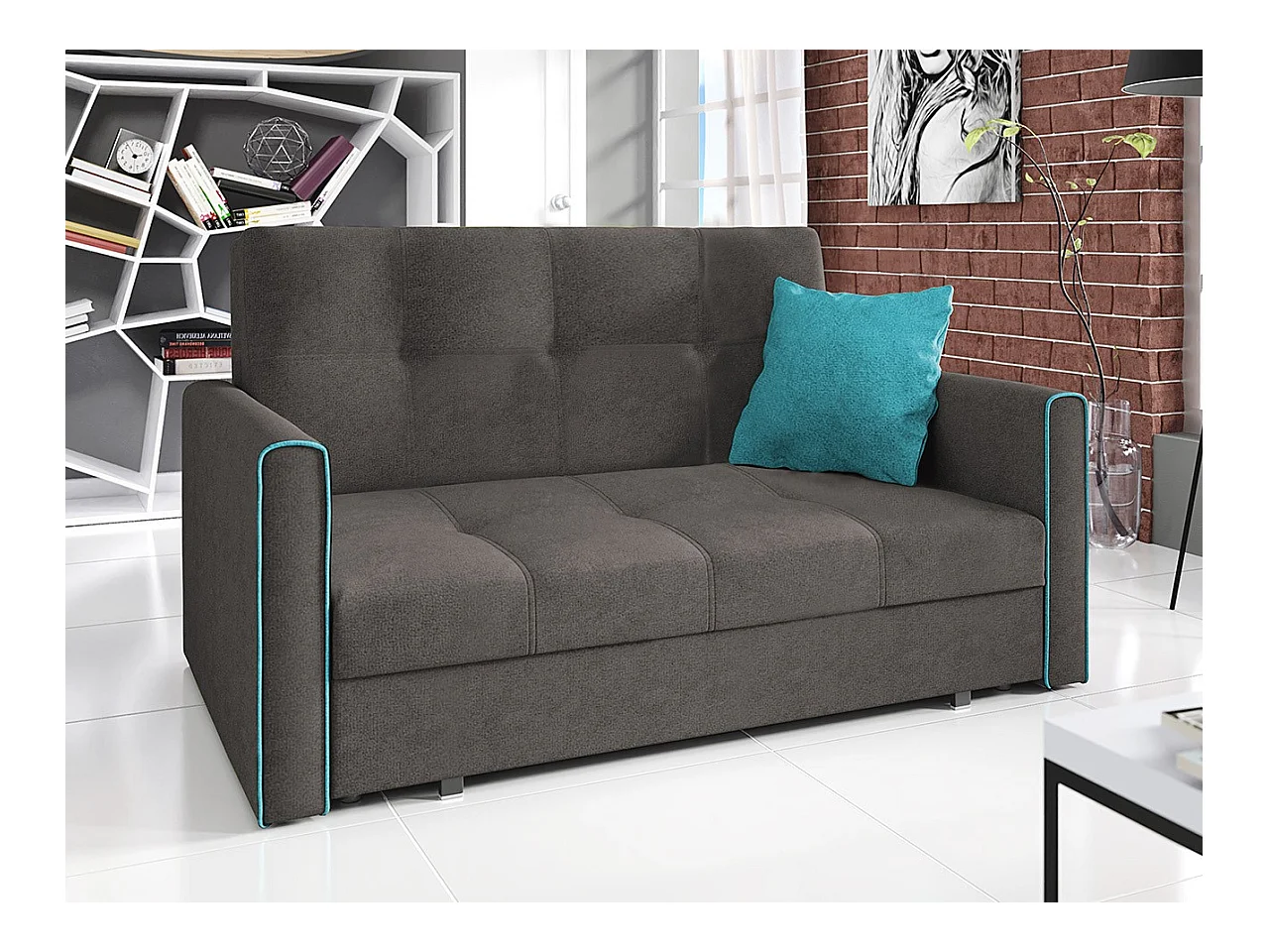 Sofá-cama Columbus 106, Almacenaje, 85x153x98cm, Muebles ya montados